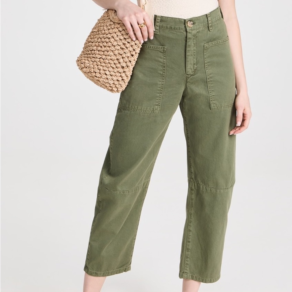 Velvet by Graham & Spencer olive green barrel leg utility pants - size 0 (XS)